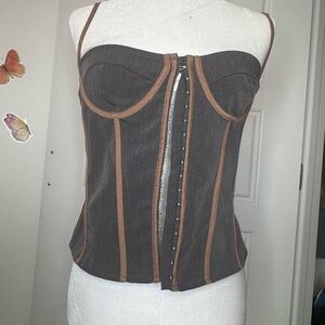 PrettyLittleThing Gray and Brown Camisole Top